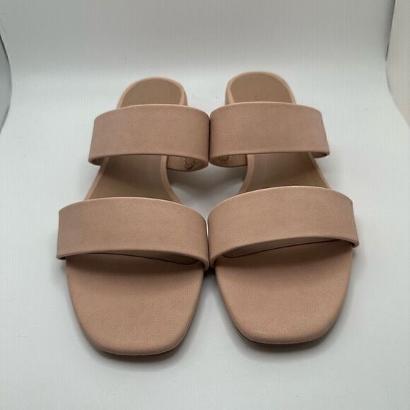 CUSHIONAIRE Women's two band low block heel slide sandal +Memory Foam 7.5 BLUSH - Picture 2 of 7